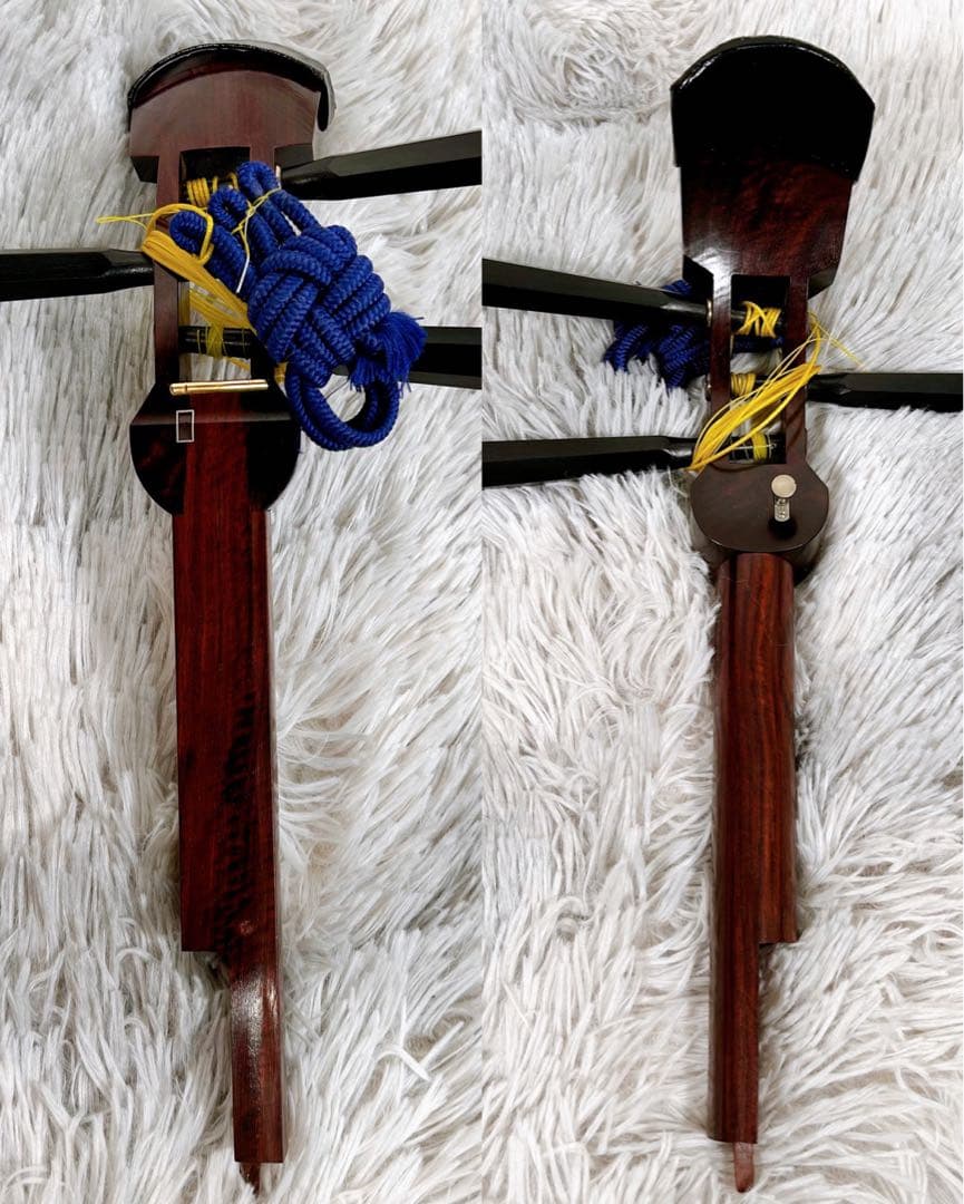 【希少】高級民謡三味線　三味線　紅木　金細　綾杉胴　新品弦張替え済み