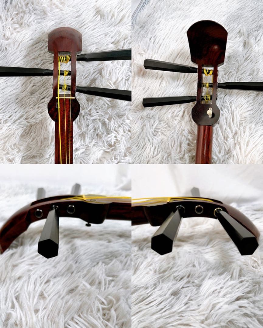 【希少】高級民謡三味線　三味線　紅木　金細　綾杉胴　新品弦張替え済み