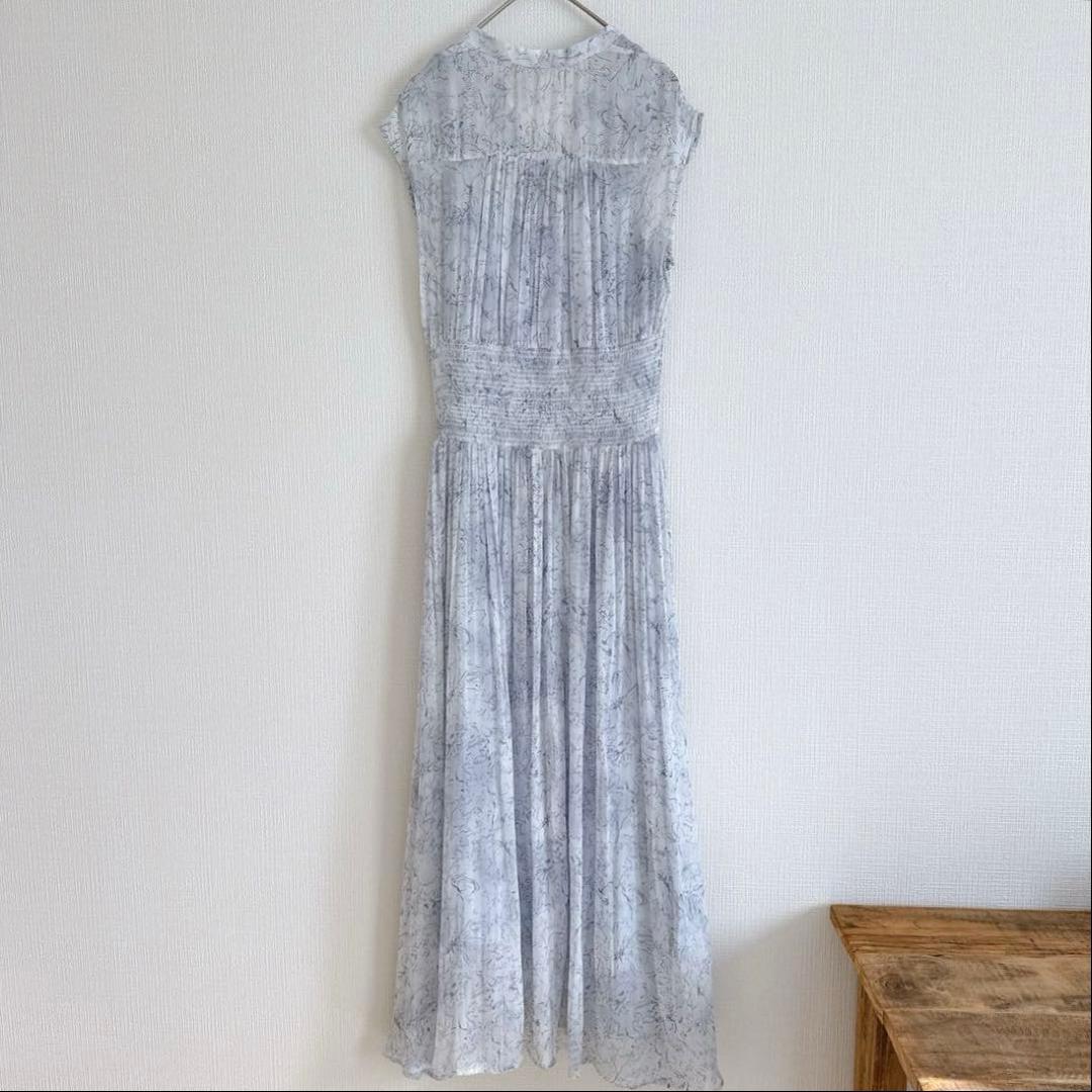 未使用タグ付きフレイアイディー ラインアートシフォンワンピース ブルー 近年