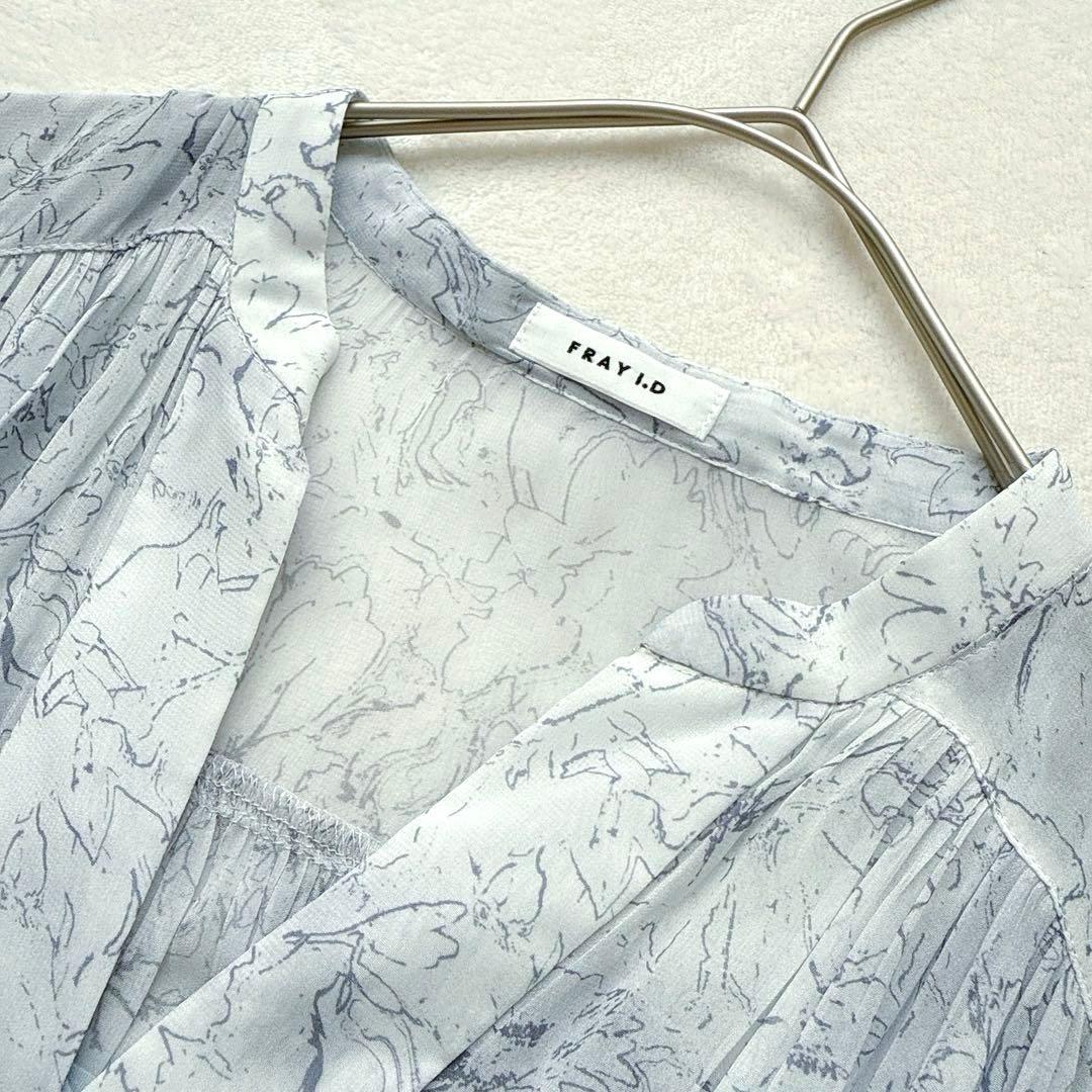 未使用タグ付きフレイアイディー ラインアートシフォンワンピース ブルー 近年