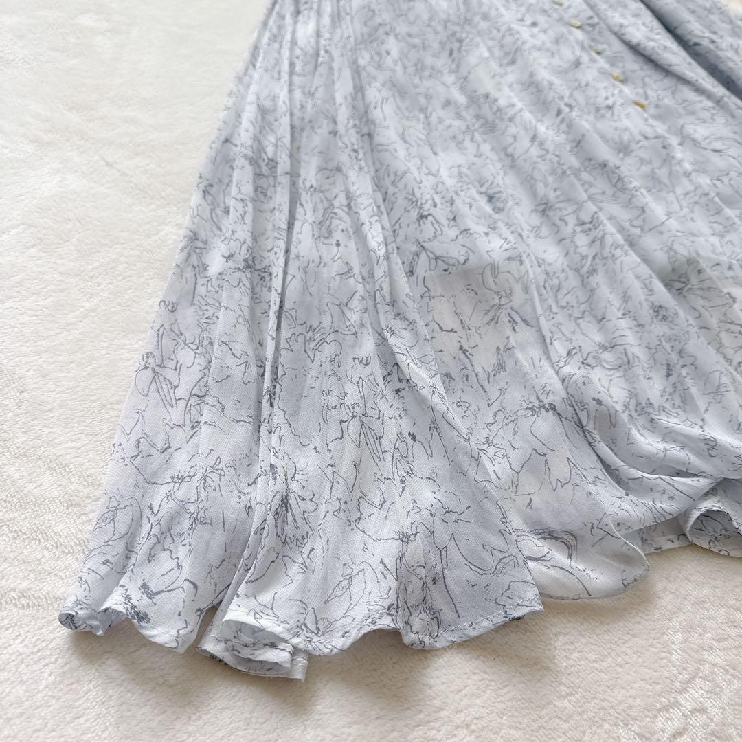 未使用タグ付きフレイアイディー ラインアートシフォンワンピース ブルー 近年