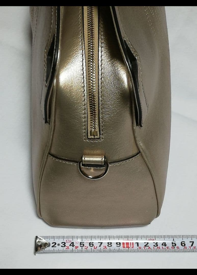 カルティエCartier マルチェロ レザー ハンドバッグ ブロンズ ゴールド