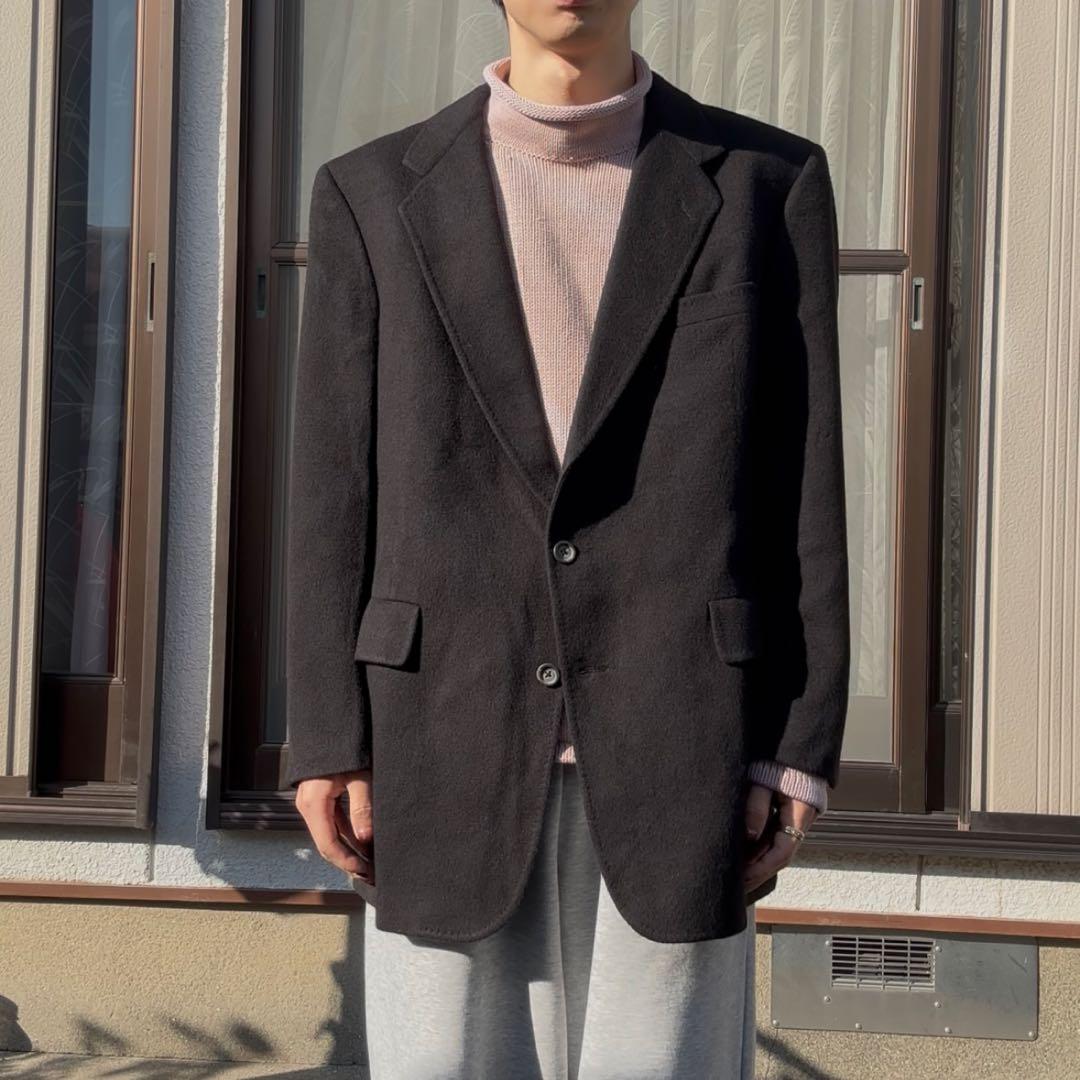 【極上】カシミヤ100 70s テーラード usa製 ブラック L サイズ42