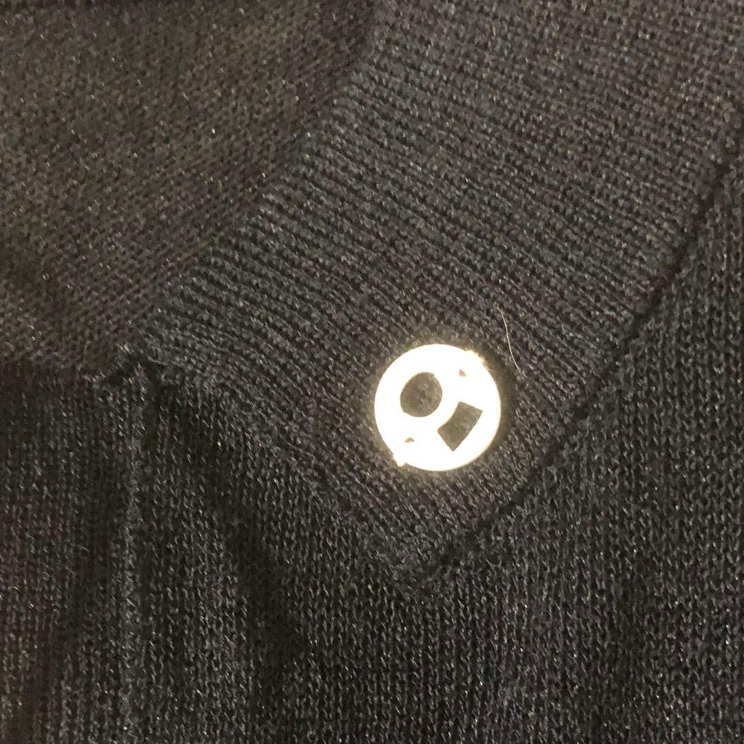 新品未使用 ピッコーネ 24SS 麻混ロングニットベスト ロゴ刺繍 ネイビー