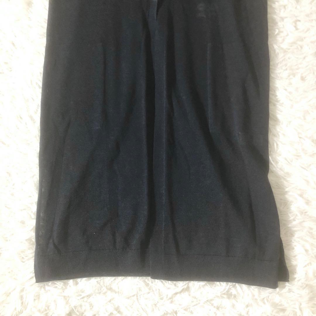 新品未使用 ピッコーネ 24SS 麻混ロングニットベスト ロゴ刺繍 ネイビー