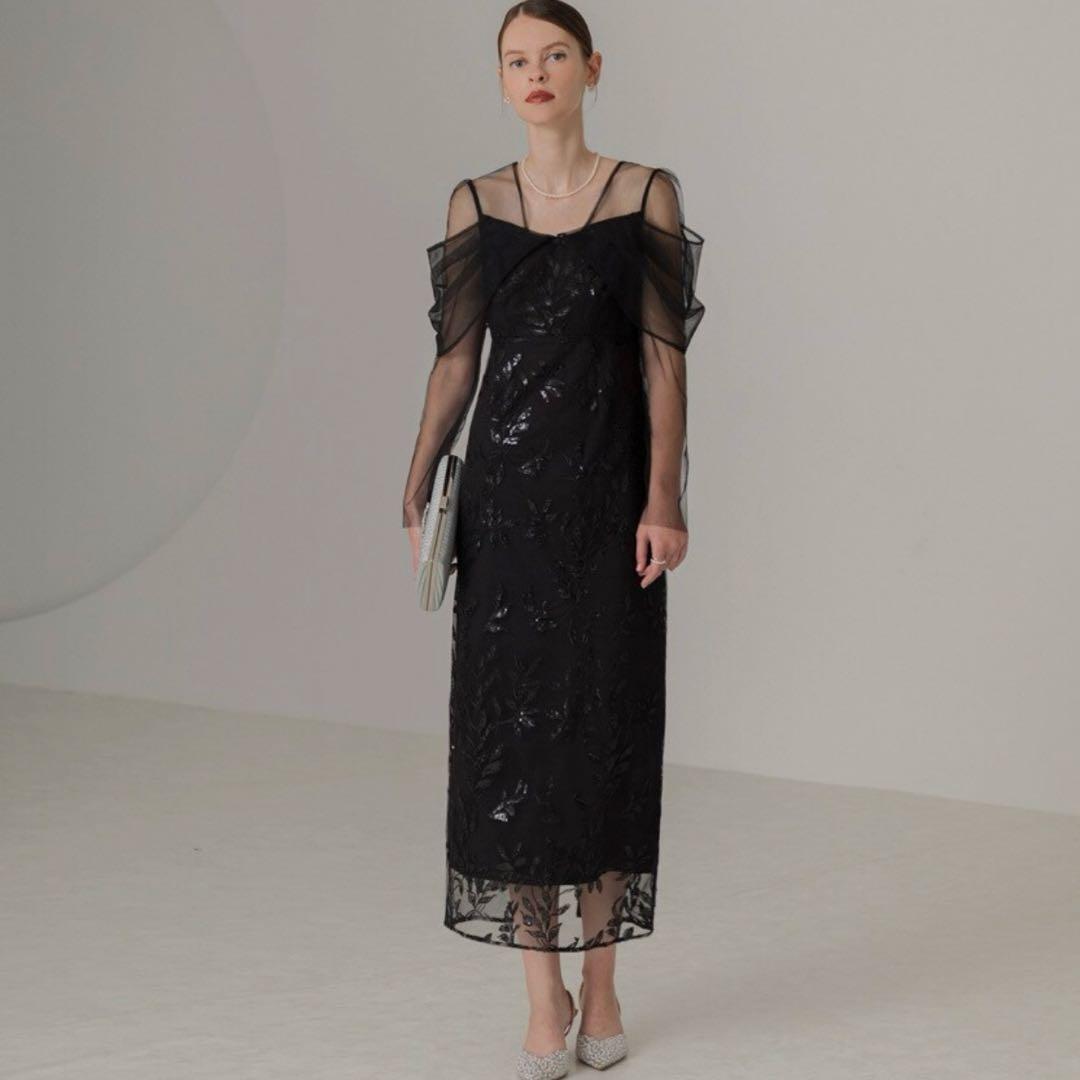 チュールロングスリーブリーフIラインドレス／レジャ（Leja）