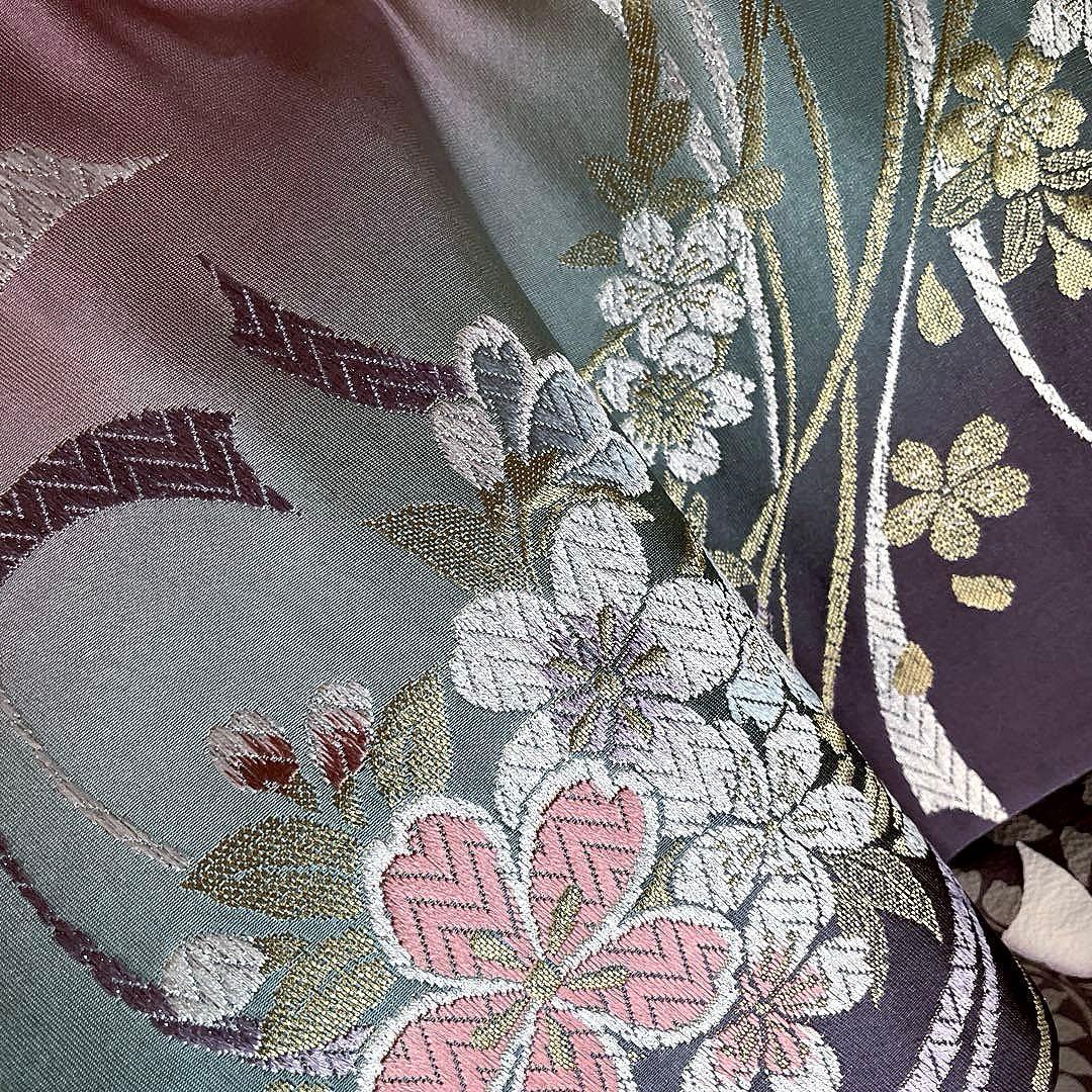 振袖フルセット　灰紫　錆朱　染分け　手描き友禅　成人式振袖　振袖