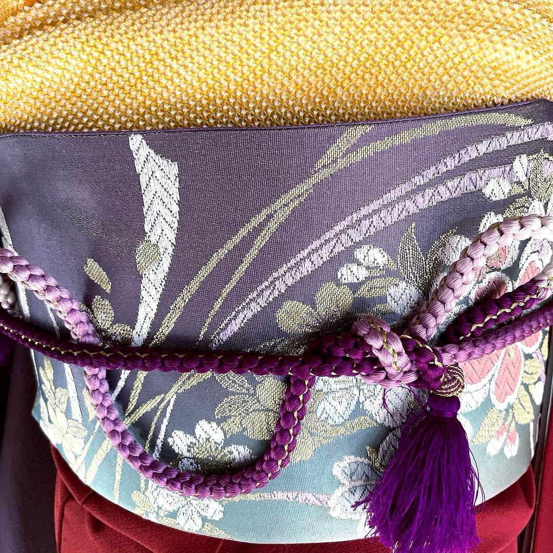 振袖フルセット　灰紫　錆朱　染分け　手描き友禅　成人式振袖　振袖