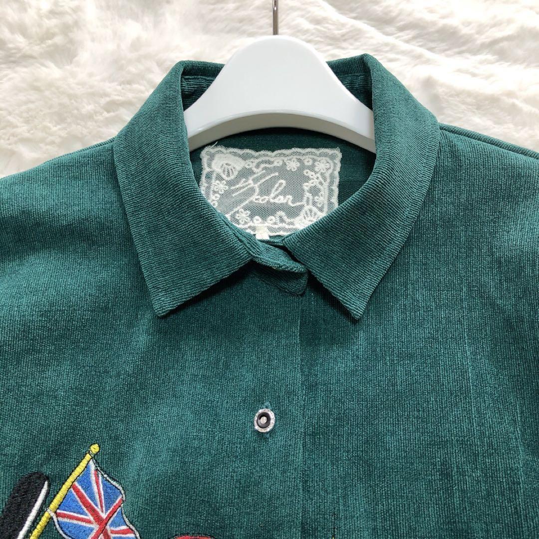 ScoLar*スカラー　襟付きロングワンピース　コーデュロイ　ロンドン柄　M