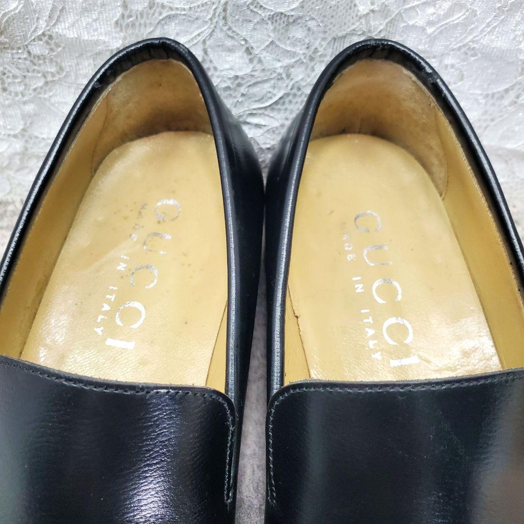 ✨グッチ✨スクエアトゥ ローファー レザー 黒 40E 25cm イタリア製