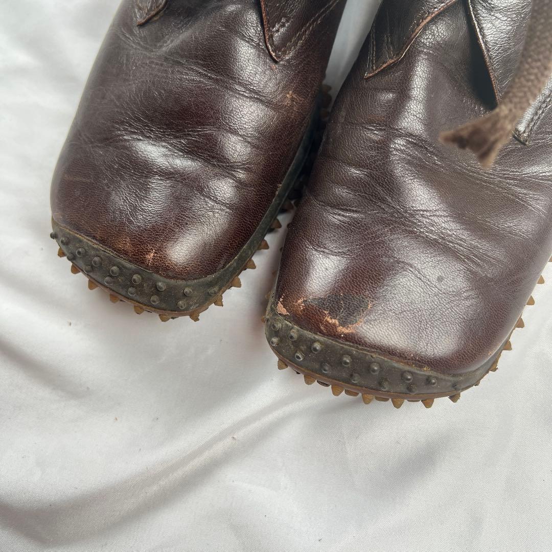 靴 miu miu bubble sole leather shoes brown