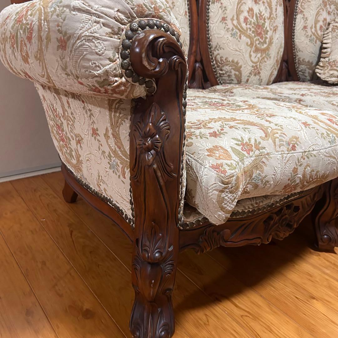 【大幅値下げ！】イタリア家具　3人掛け　ソファ ロココ調　アンティーク　60万