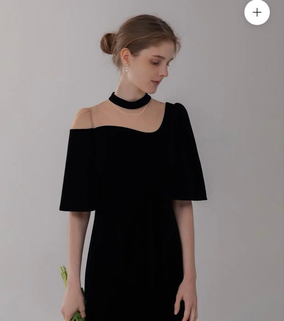 【LEJA】即発送可　シアーベロアIラインワンピースドレス