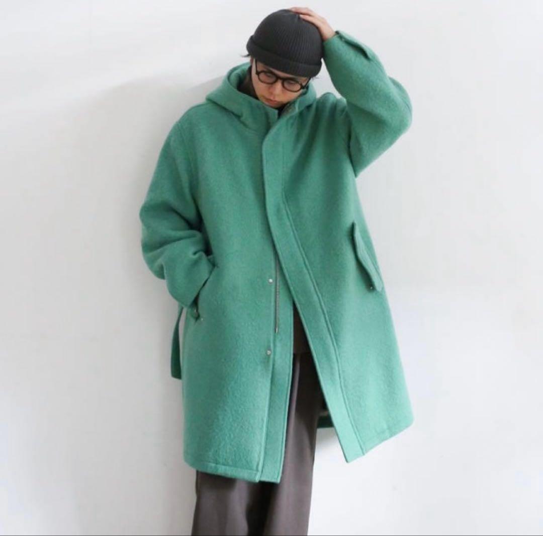 AURALEE AHOODED フード オーラリー　ウール　コート　グリーン