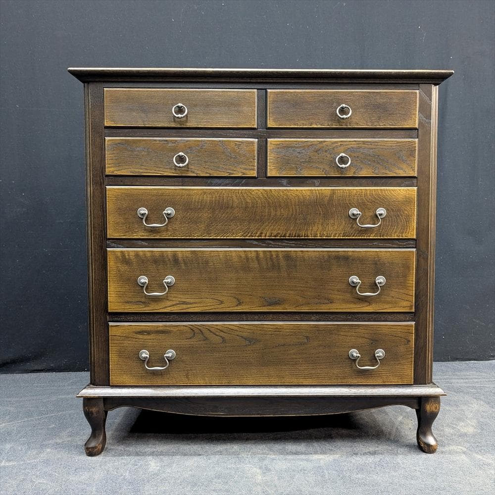 美品　えぞ民芸　EZO　楢 ナラ材　無垢　猫脚　箪笥　タンス　チェスト　ドロワー