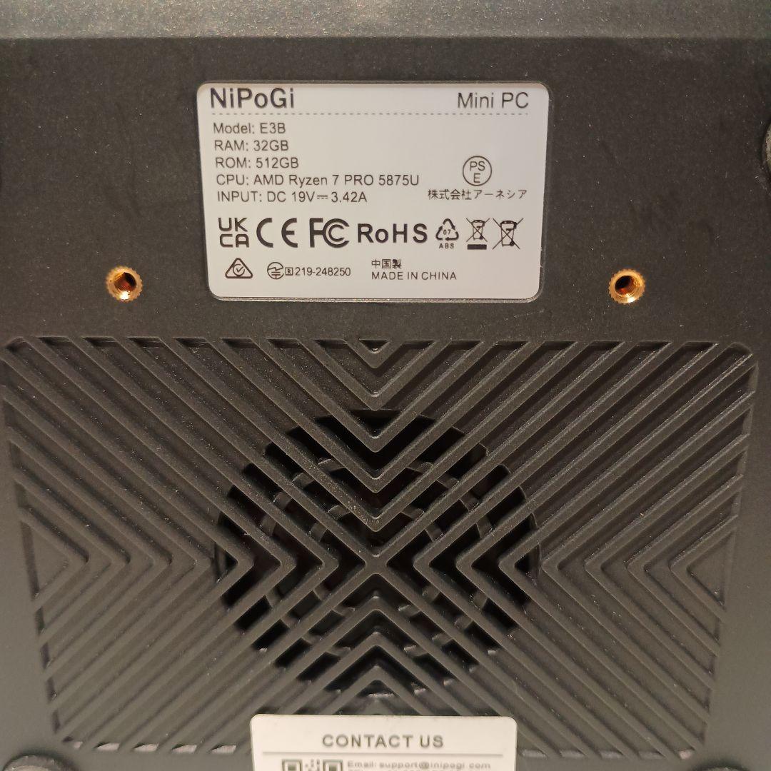 m*1様 NiPoGi ミニPC Ryzen 7 PRO 5875U メモリ32