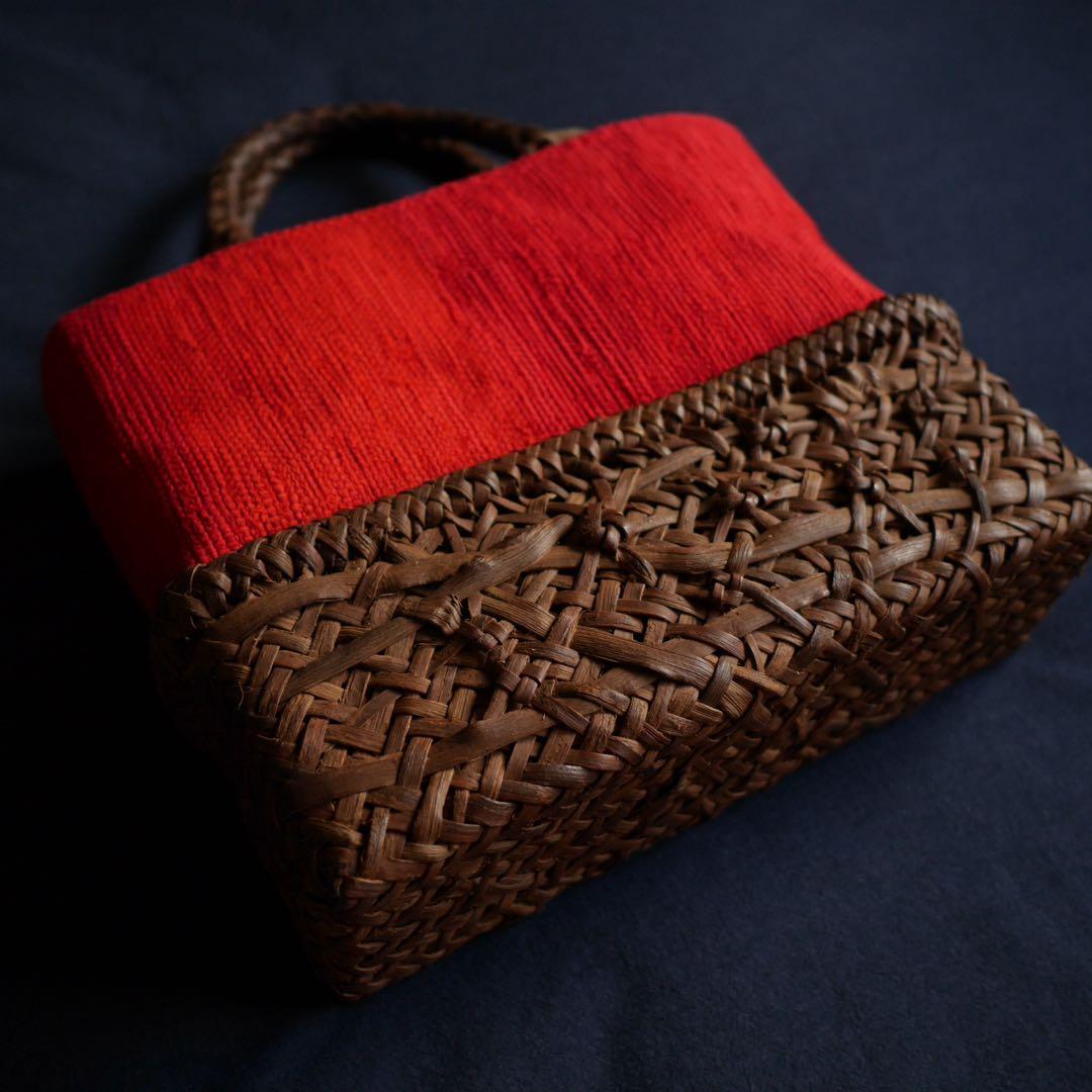 中新 山葡萄蔓 籠 裂織 カゴバッグ