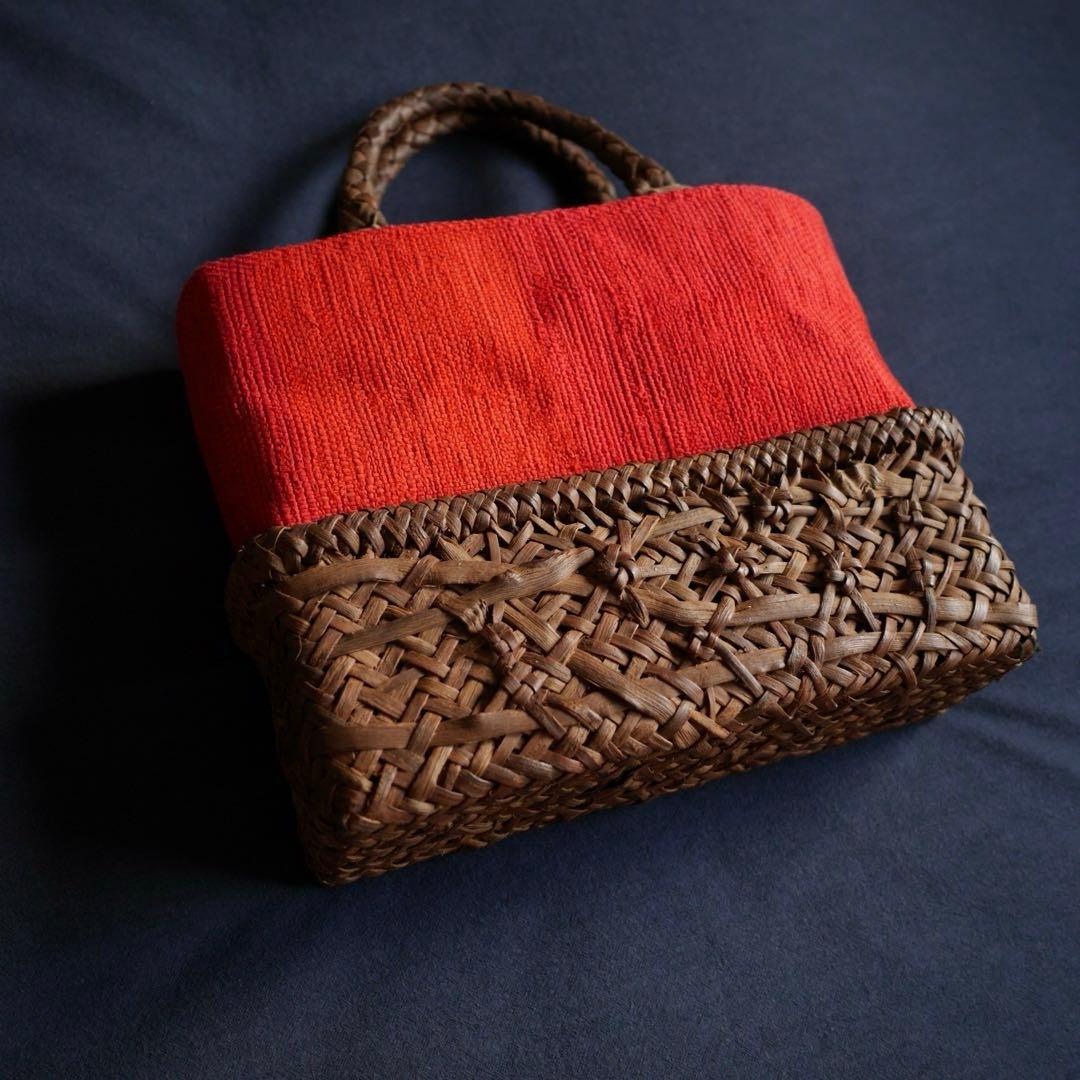 中新 山葡萄蔓 籠 裂織 カゴバッグ