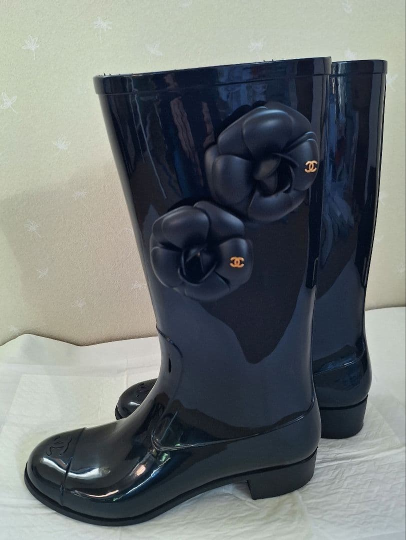 シャネル カメリア レインブーツ 39 CHANEL