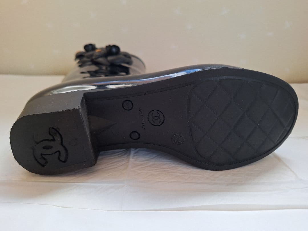 シャネル カメリア レインブーツ 39 CHANEL