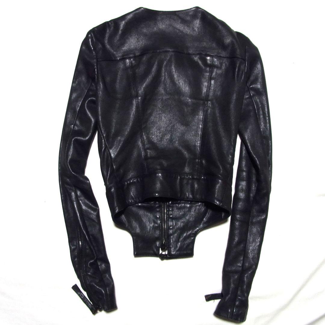 トーマスワイルド ノーカラー レザー ライダース ジャケット 0 黒 ブラック