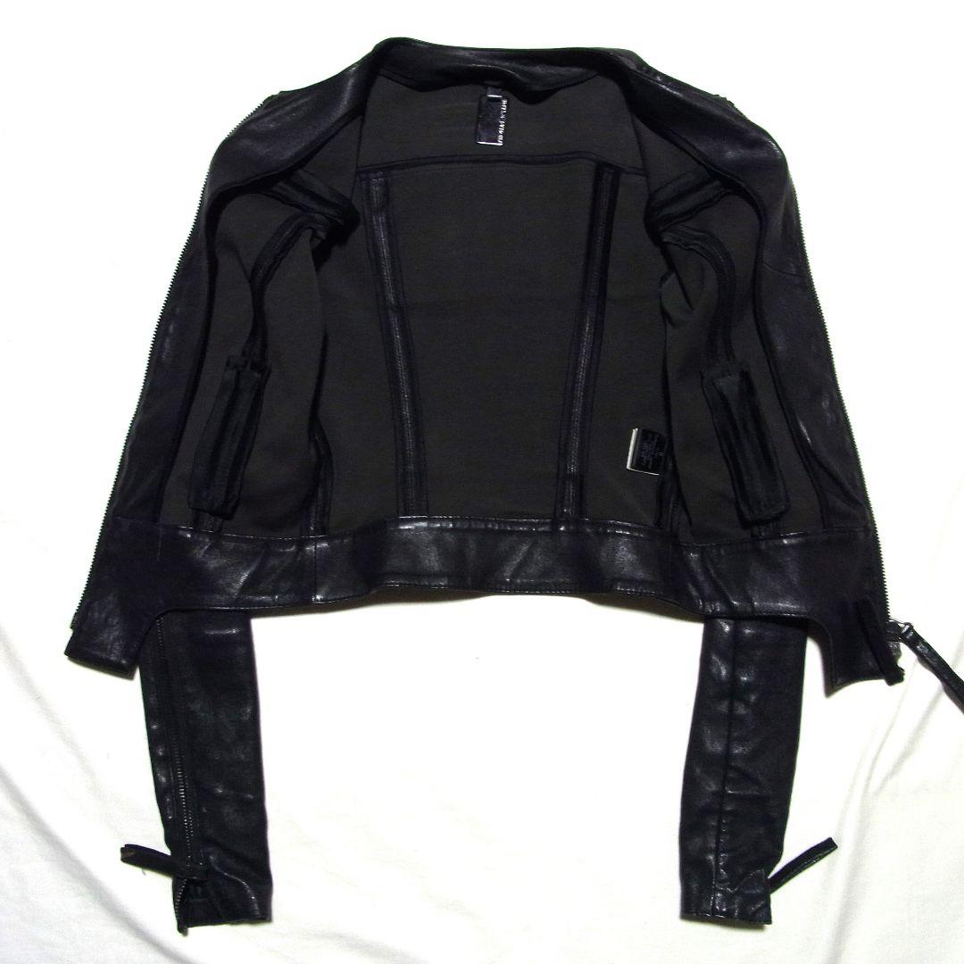 トーマスワイルド ノーカラー レザー ライダース ジャケット 0 黒 ブラック