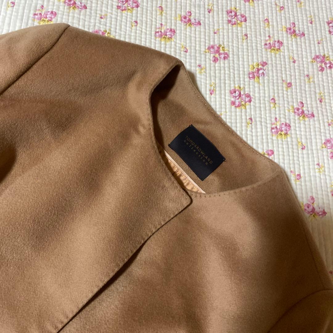 トゥモローランド 36 ノーカラー ロングコート カシミヤ100% DMW