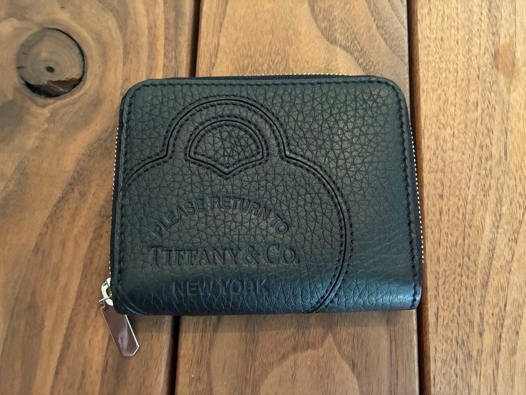 Tiffany&Co.ティファニースモールジップウォレットブラックレザー正規品