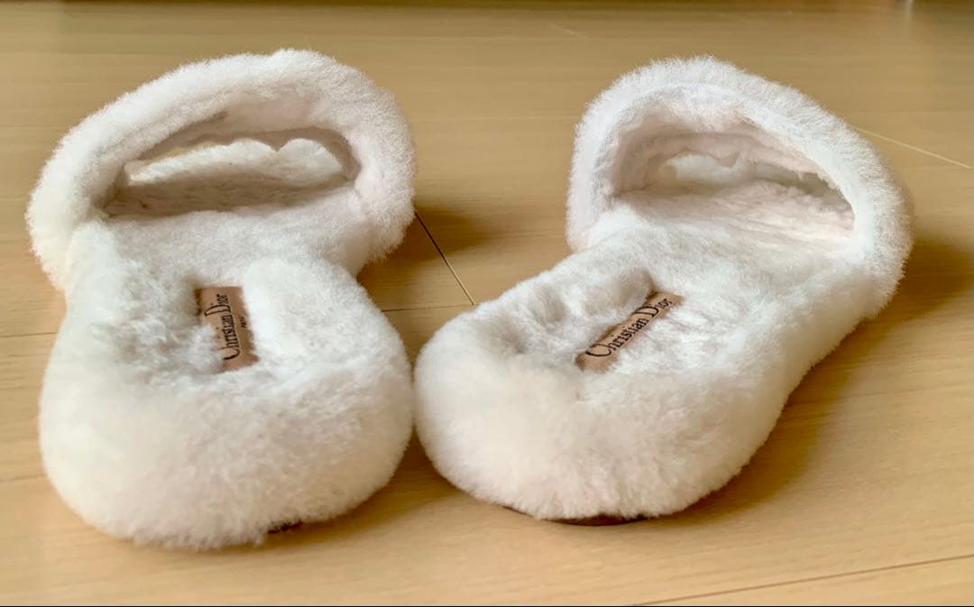 Christian Dior ファー ミュール サンダル イタリア製24.5相当