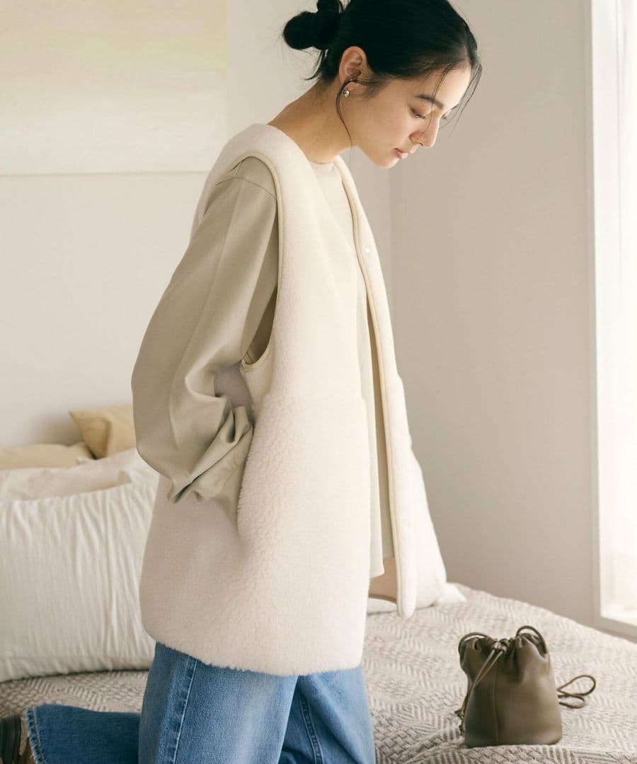 新品✩ボア*フェイクムートン リバーシブルベスト