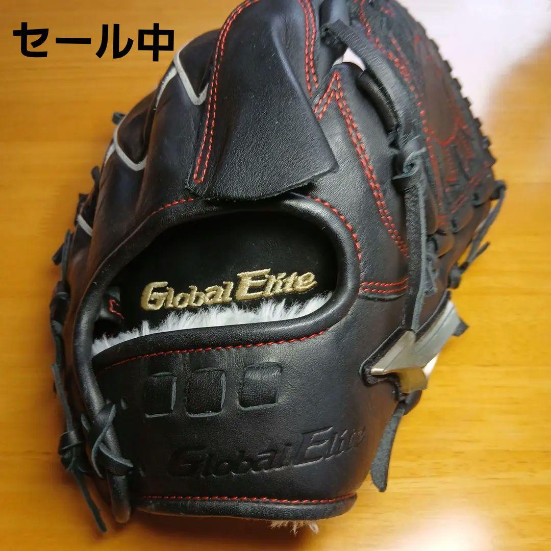 【ほぼ未使用】Global Elite 軟式グローブ 黒/赤　菅野モデル　投手用