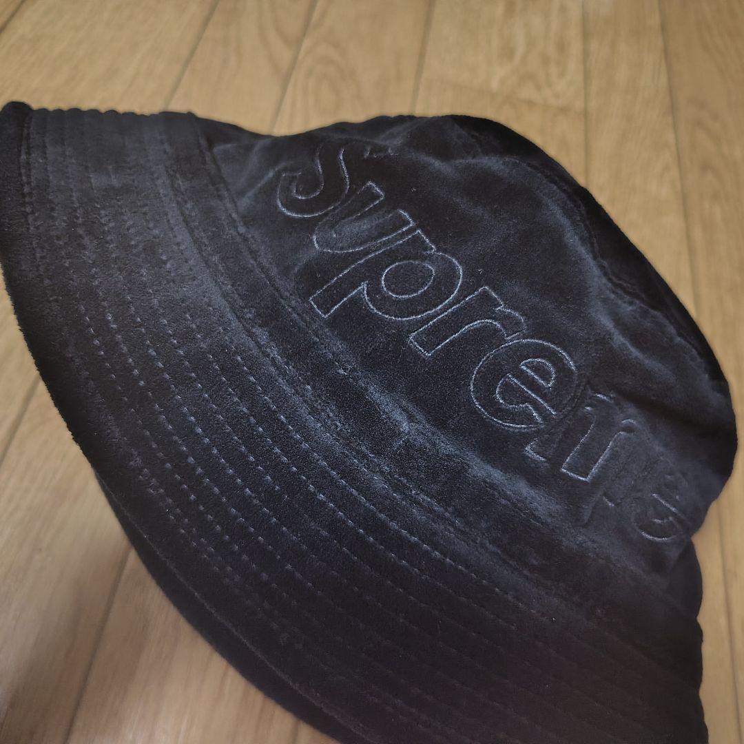 シュプリーム Supreme LACOSTE ベロア バケットハット ブラック