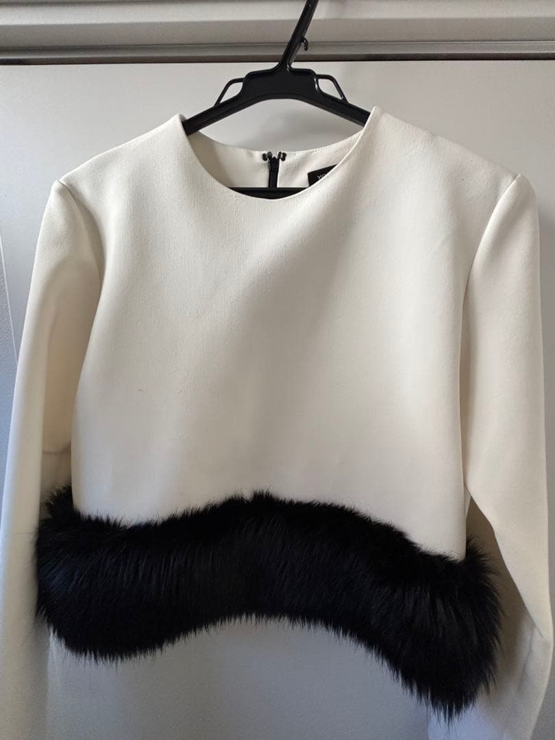 【週末限定価格】YOKO CHAN カットソー ファー　ホワイト 40