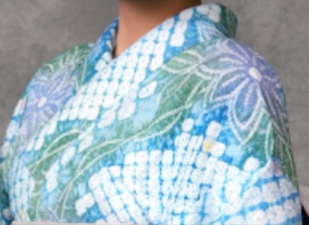 【さなです】伝統工芸品　有松鳴海絞り　花模様　浴衣