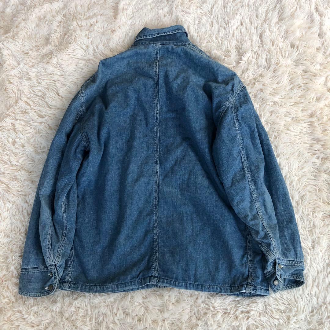 BLUE BLUEデニムカバーオール　裏キルティングデニムジャケットブルーブルー
