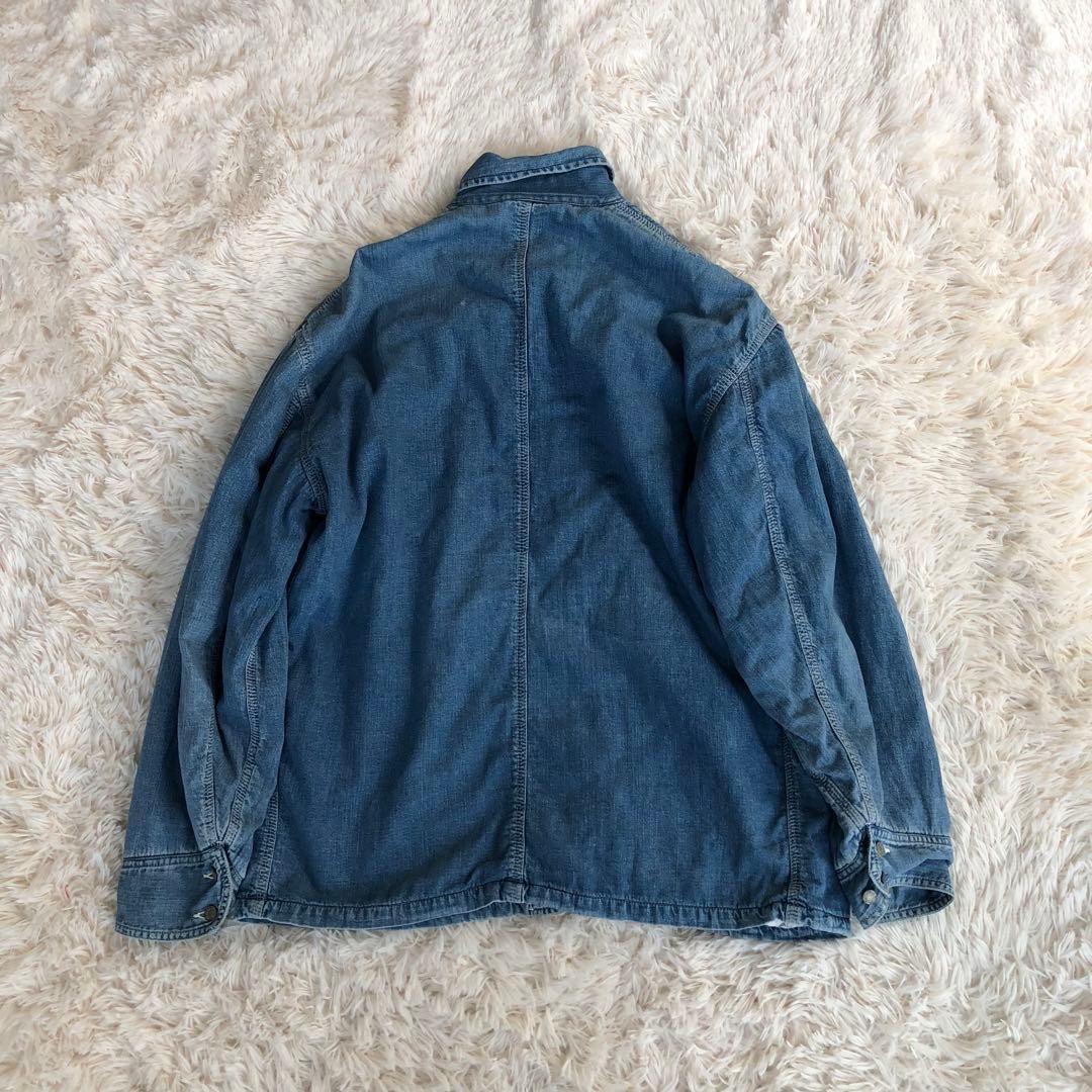 BLUE BLUEデニムカバーオール　裏キルティングデニムジャケットブルーブルー
