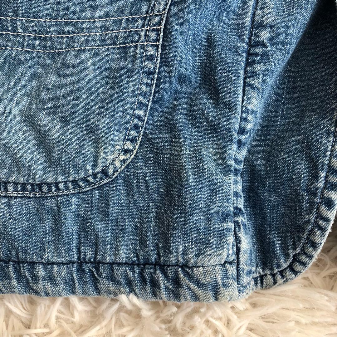 BLUE BLUEデニムカバーオール　裏キルティングデニムジャケットブルーブルー