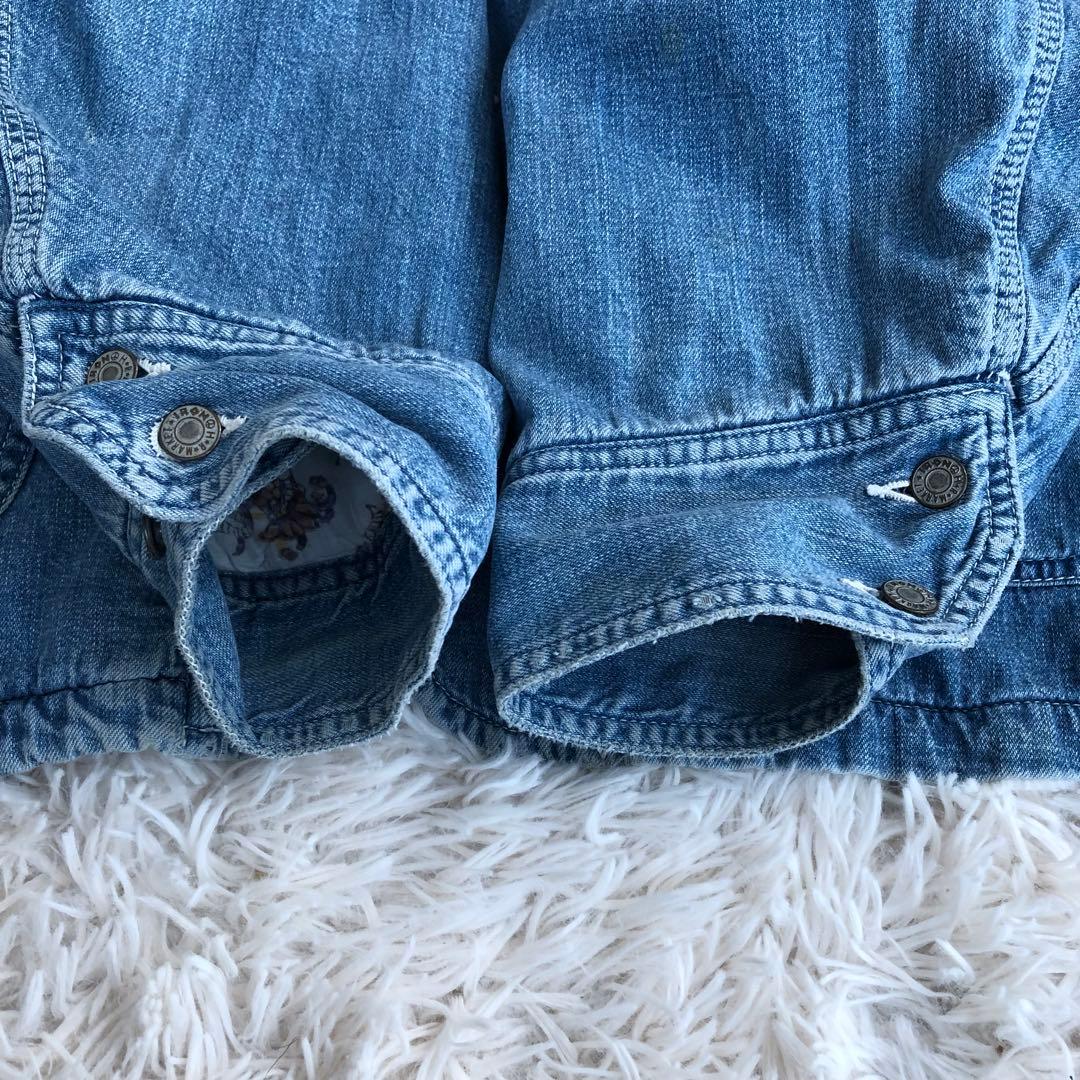 BLUE BLUEデニムカバーオール　裏キルティングデニムジャケットブルーブルー