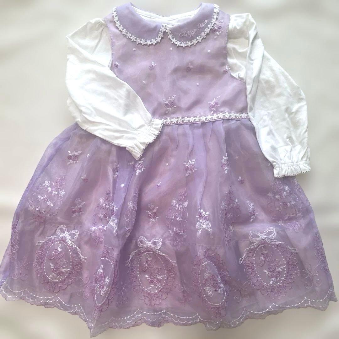 値下げ中！メゾピアノオーガンジーワンピース/インナーセット100cm