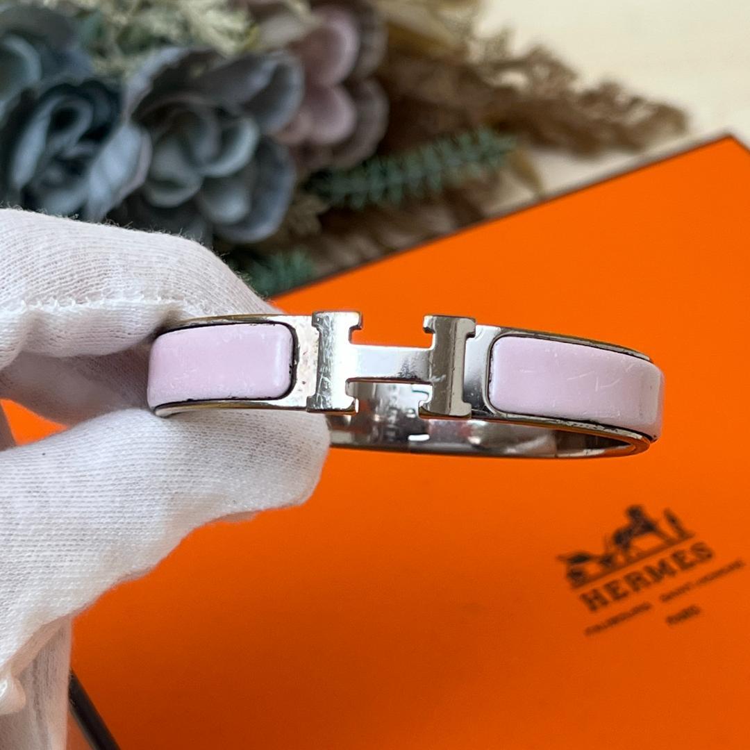 HERMES エルメス クリックH ピンク シルバー PM バングル