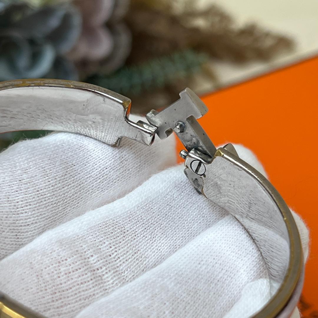 HERMES エルメス クリックH ピンク シルバー PM バングル