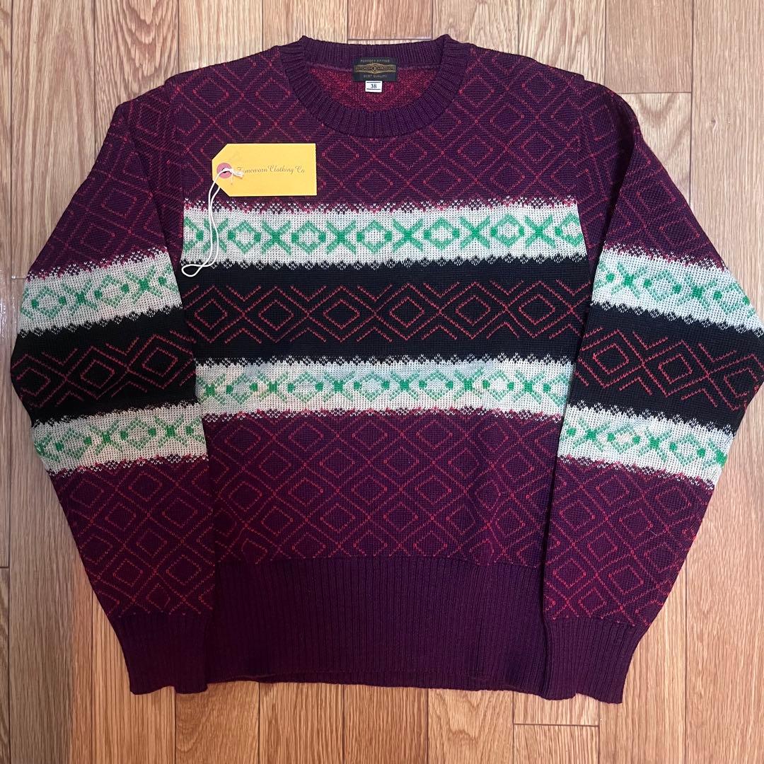 トップス butcher products JAQUARD KNIT BURGUNDY