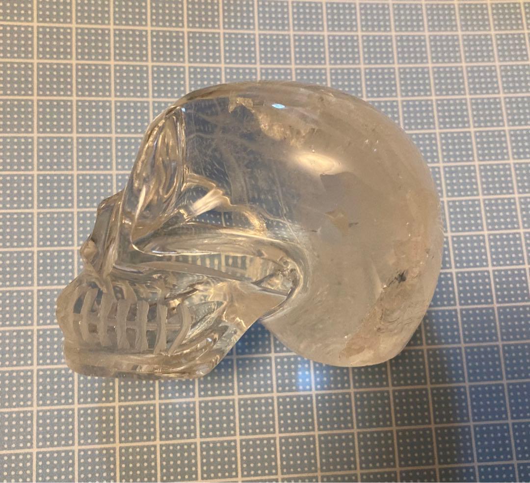 大 天然石 スカル 骸骨 ドクロ 良品 希少 クリスタルスカル 置物 虹有