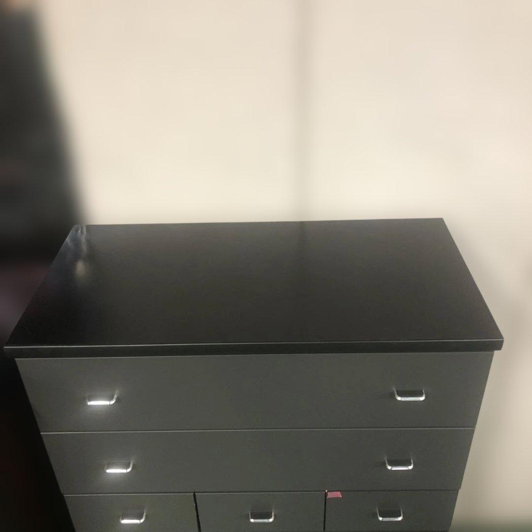 ダークグレー木製チェスト 6段引き出し タンス 収納 家具