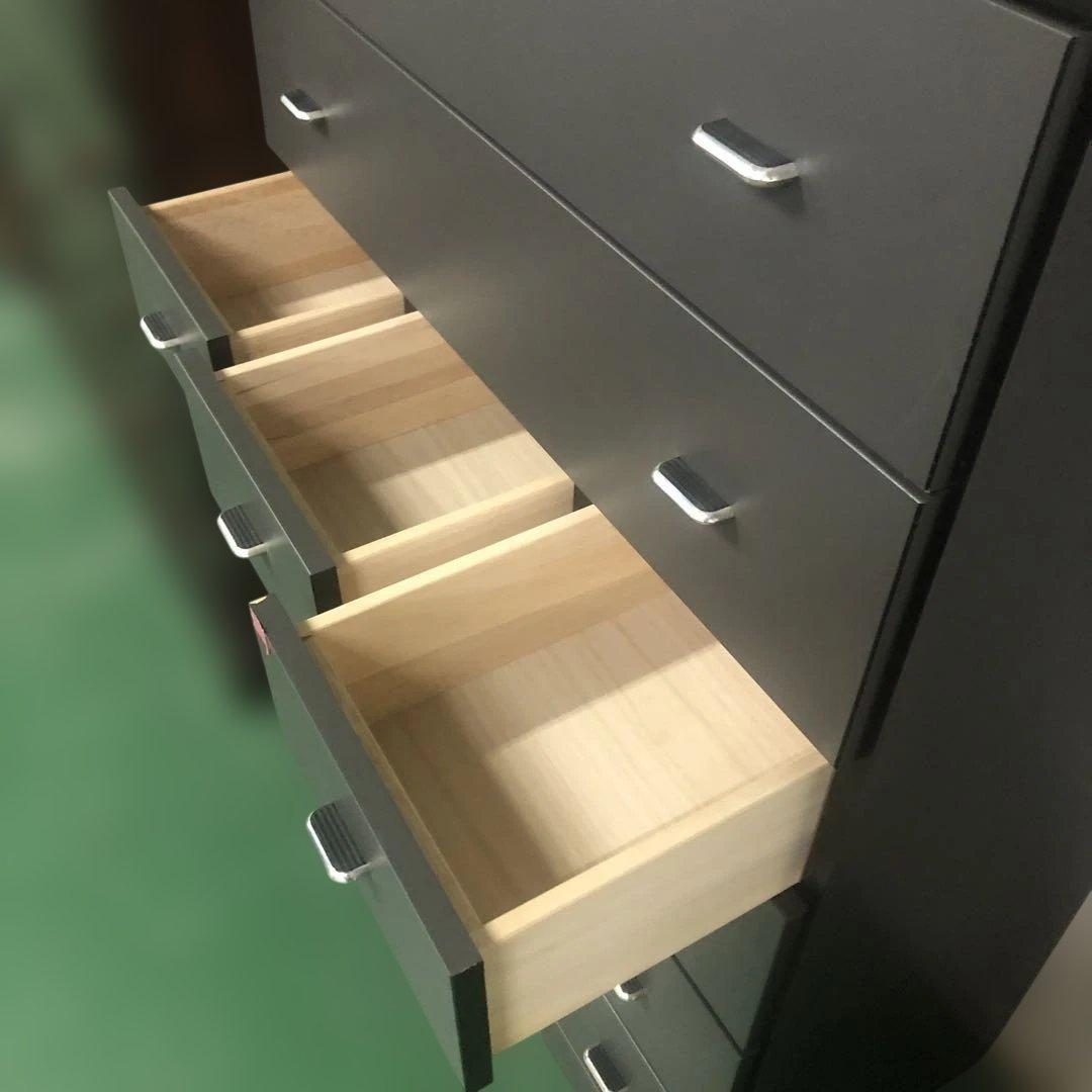 ダークグレー木製チェスト 6段引き出し タンス 収納 家具