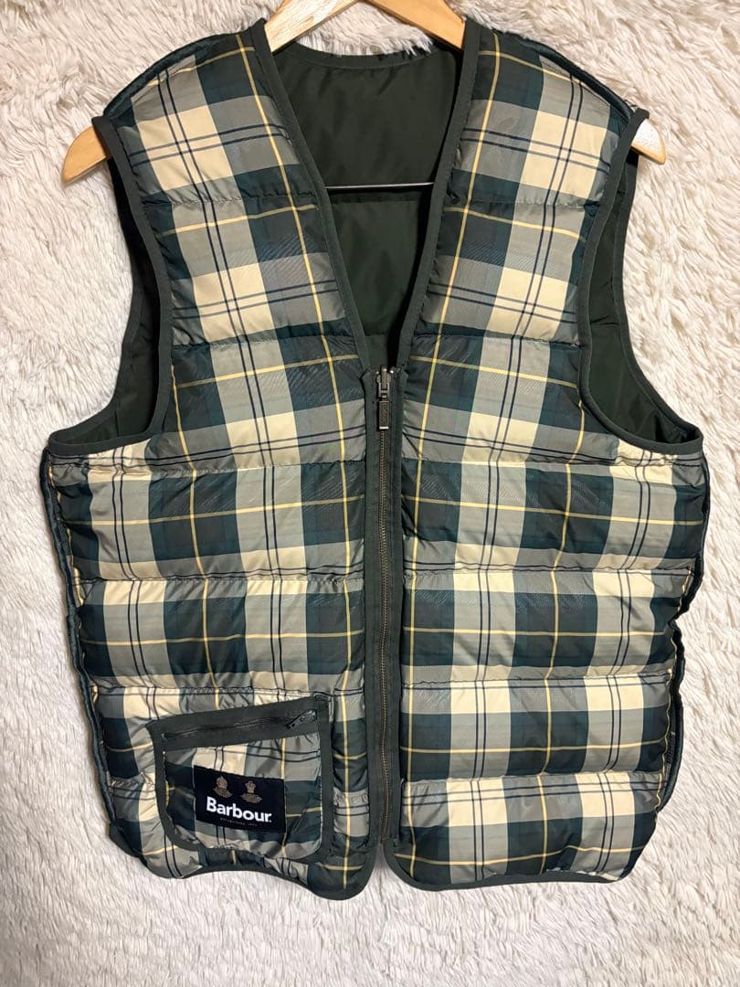 新品未使用 タグ付き　Barbour チェックダウンベスト リバーシブル　M