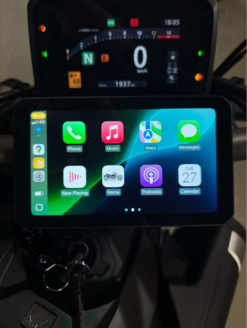 バイク用　スマートモニター　CarPlay対応　前後ドラレコ付き