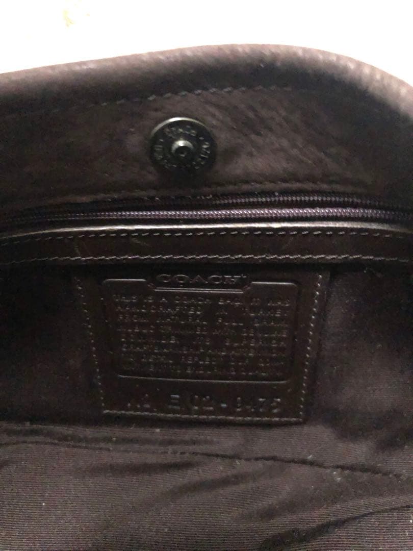 コーチ スエード レディワンハンドル ハンドバッグ ダークブラウン