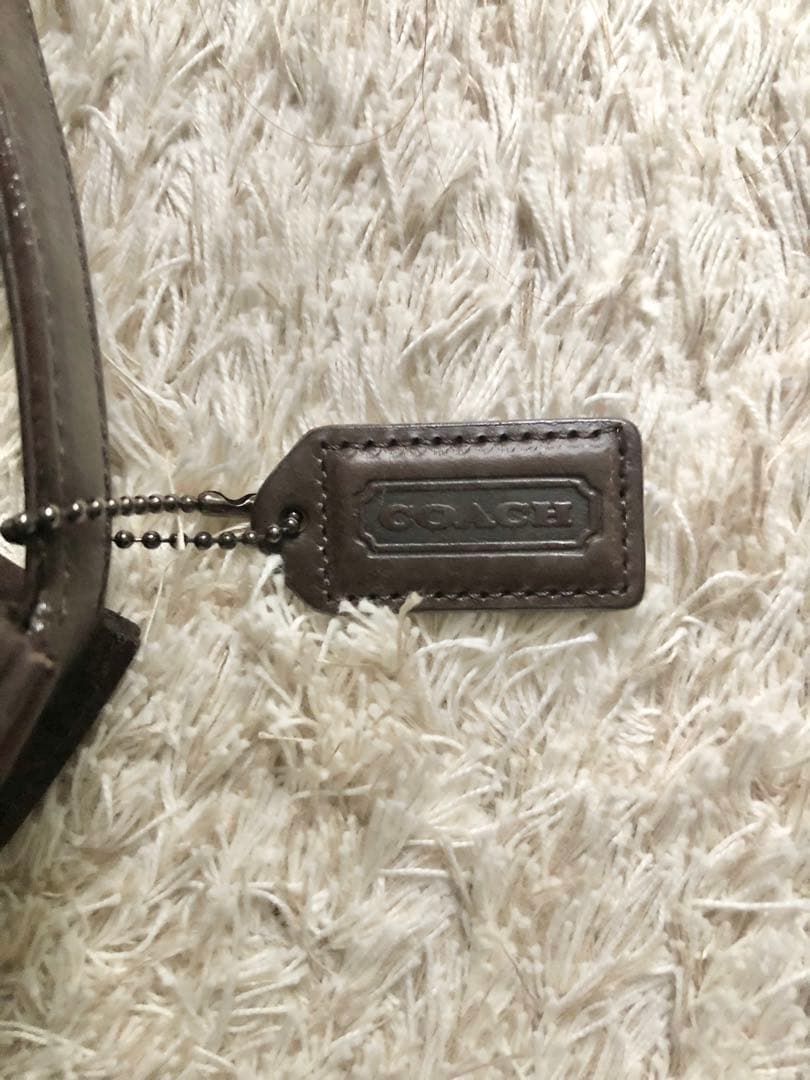 コーチ スエード レディワンハンドル ハンドバッグ ダークブラウン