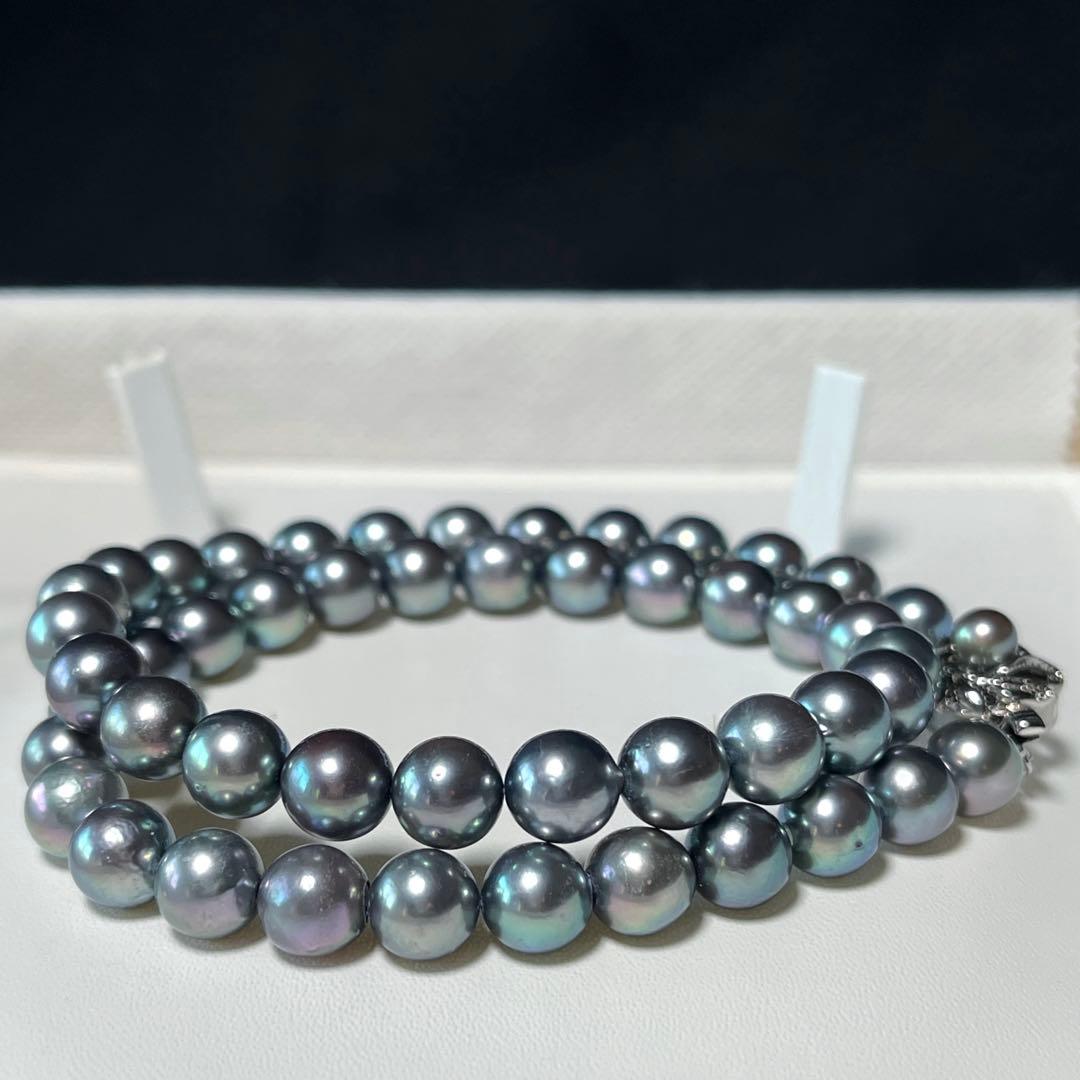 極美品 アコヤパール シルバーグリーン ネックレス 7.9〜8.3㎜ M469